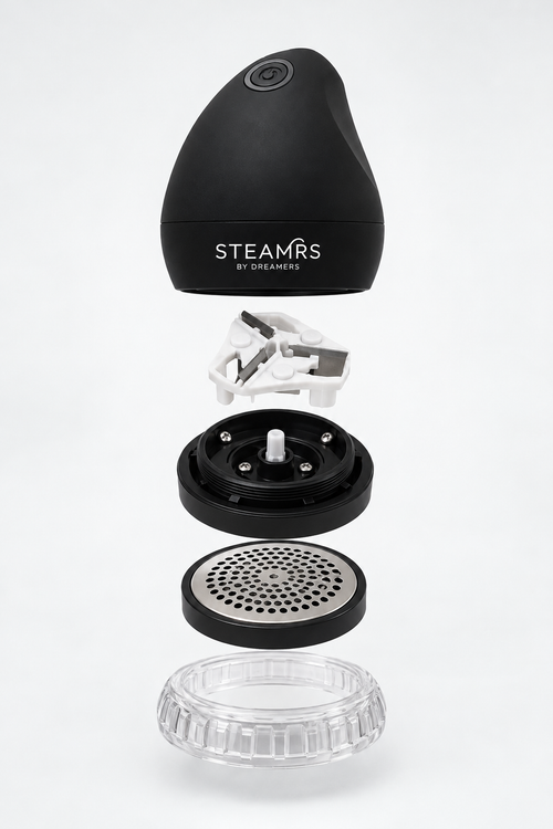 De onderdelen van de STEAMRS Fabric Shaver los van elkaar